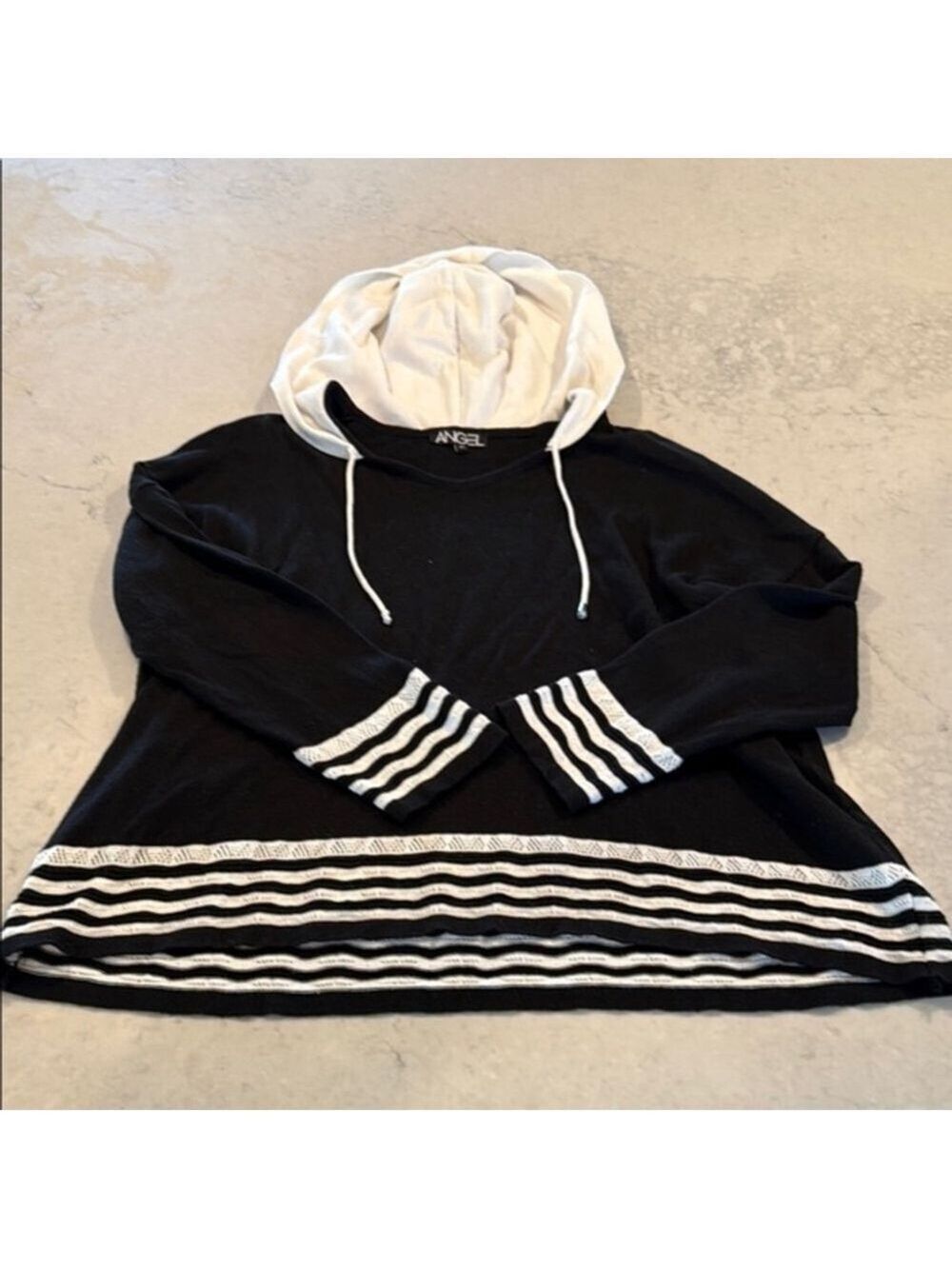 Angel Black White Hoodie Sweater Top Women's